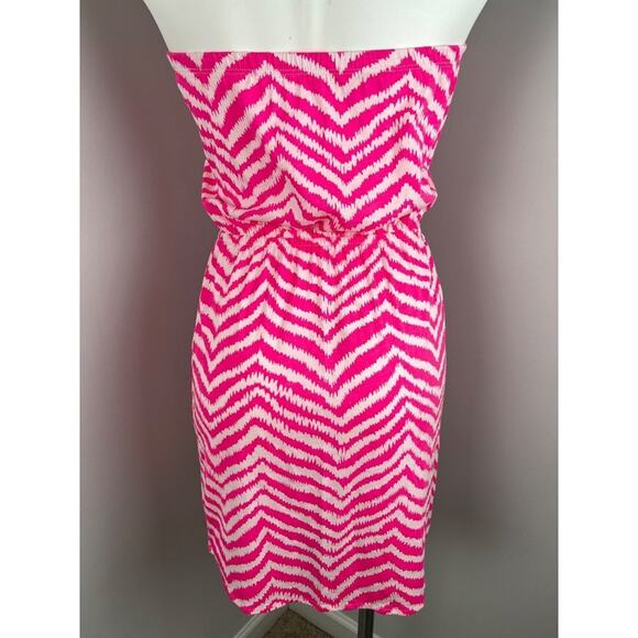 Lilly Pulitzer Pima Cotton Tropical Pink Zebron Windsor Strapless Dress XS - Picture 5 of 7